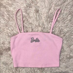 Barbie Pink Ribbed Crop Tank Top – Size Small – Y2K Cute